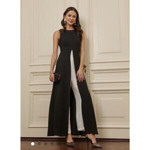 Adrianna Papell Black/Ivory Jump Suit Size 16, Orig. $179